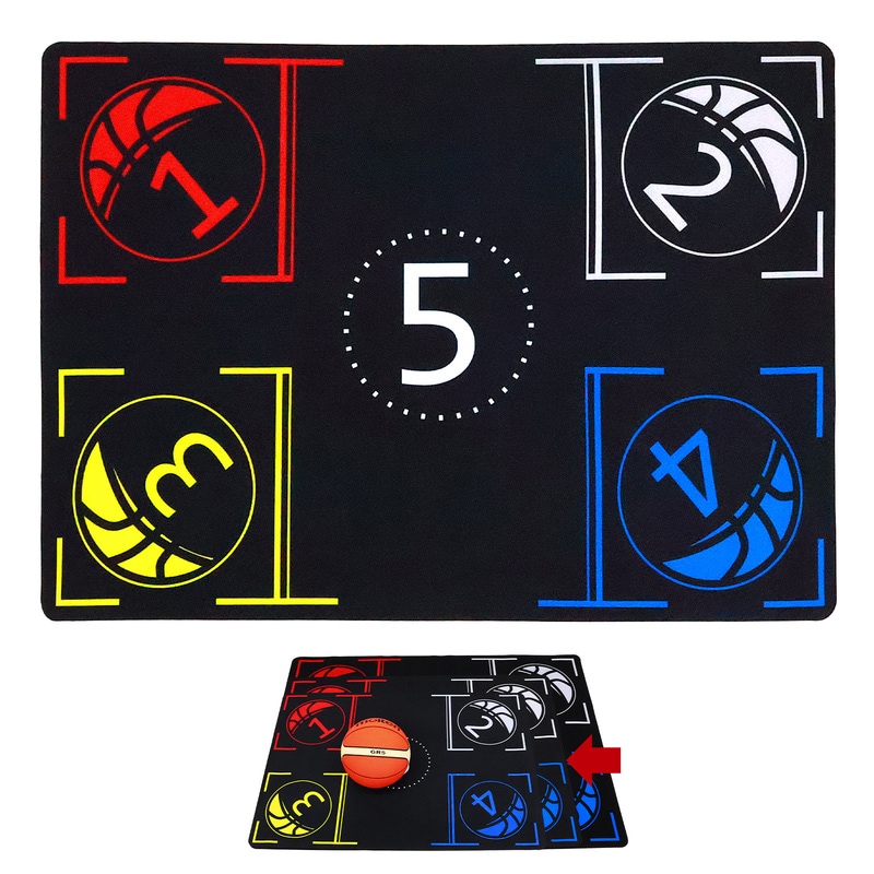 バスケ マット 練習 ドリブル 室内 滑り止め 防音 トレーニング フットワーク ステップ 厚手 3mm バスケットボール 収納袋付き (Mサイズ/107×76cm)