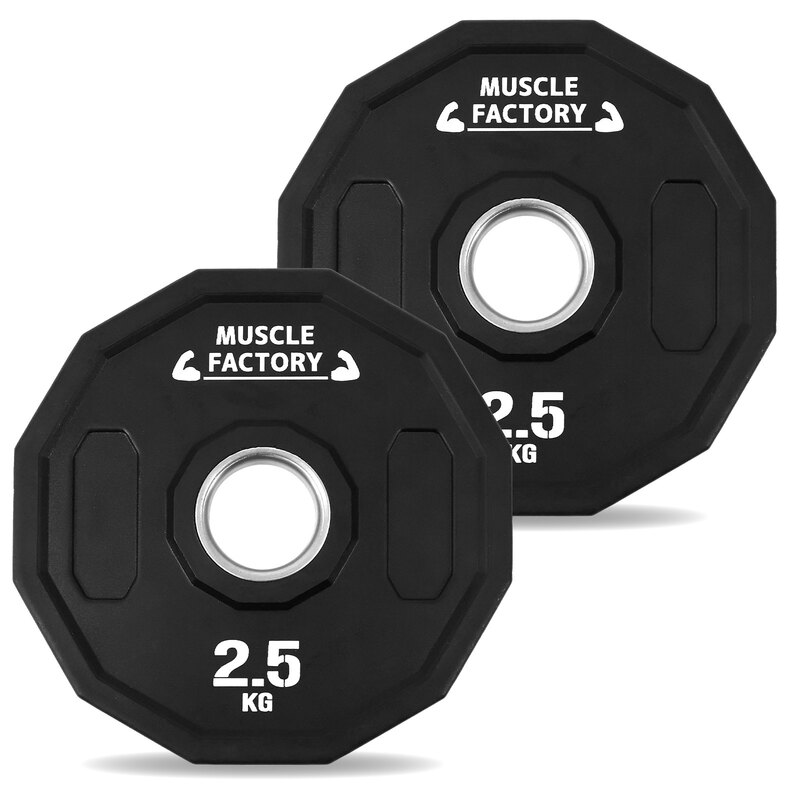 オリンピックバーベルプレート 2.5kg 2枚セット 50mm対応 ラバーコーティング 12角形 滑りにくい 高耐久 衝撃吸収 筋トレ 自宅 ジム