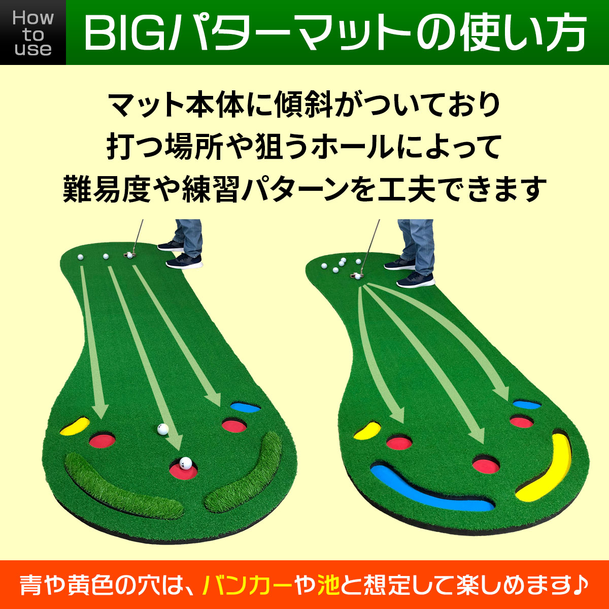 BIG パターマット 3M パター 練習 マット 大型 ゴルフマット パッティング 練習器具 屋内 屋外 ゴルフ 静音 反復練習 300×95cm PMCボールセット
