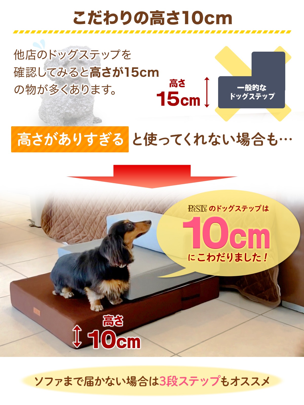 【ペット保育園＆ホテル監修】 ドッグステップ 幅広 55cm 犬 階段 ペット 犬用 ステップ 2段 通気性 おしゃれ 送料無料 メッシュ生地 ソフトタイプ