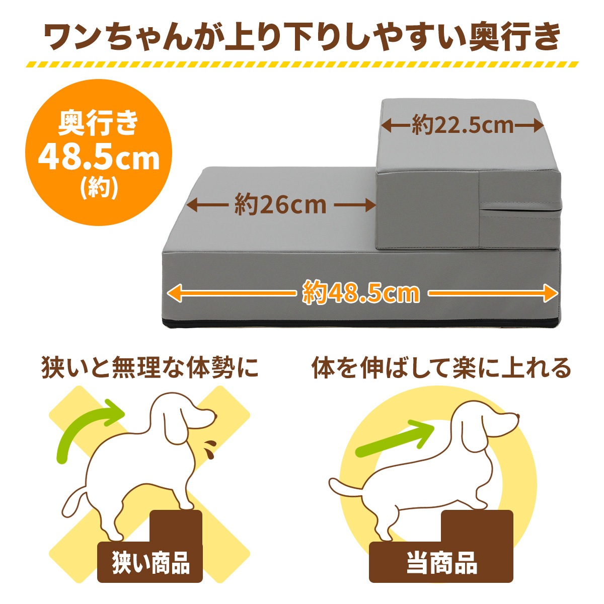 【ペット保育園＆ホテル監修】 ドッグステップ 幅広 55cm 犬 階段 ペット 犬用 ステップ 2段 通気性 おしゃれ 送料無料 メッシュ生地 ソフトタイプ