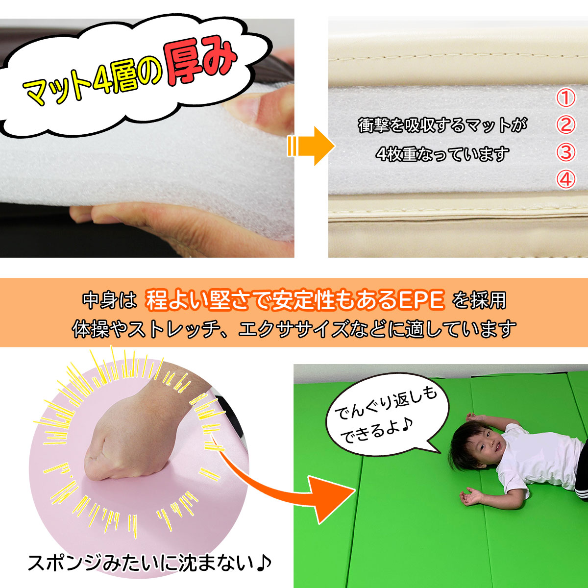 体操 マット 折りたたみ ストレッチマット エクササイズ トレーニング