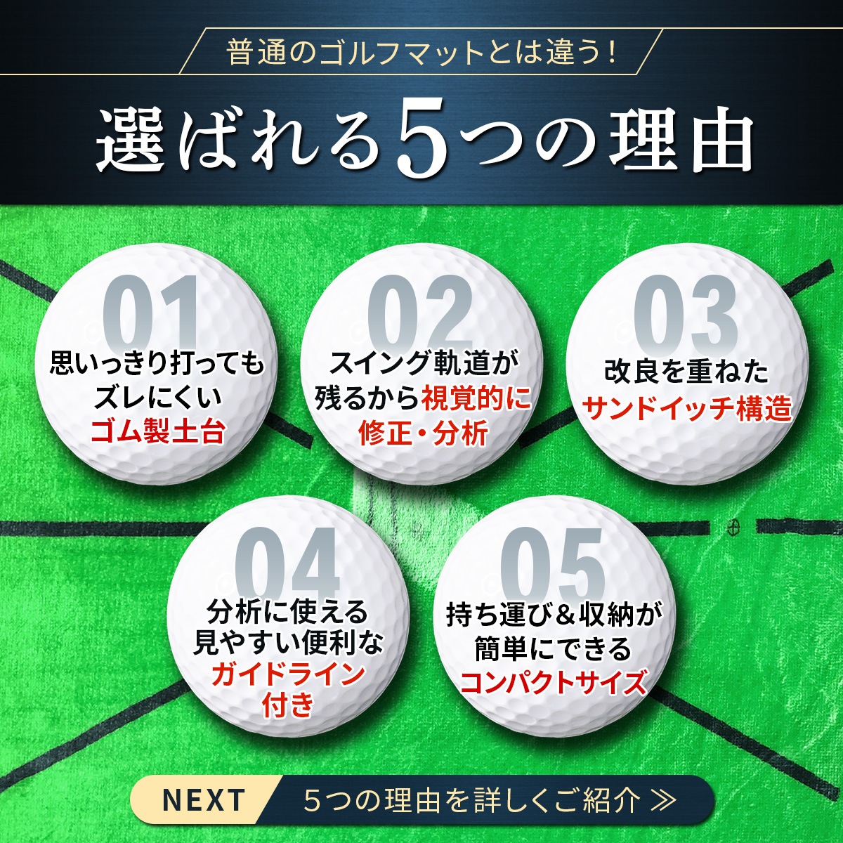 ダフりチェック ゴルフマット ターフ跡が確認できる ゴルフ 練習 