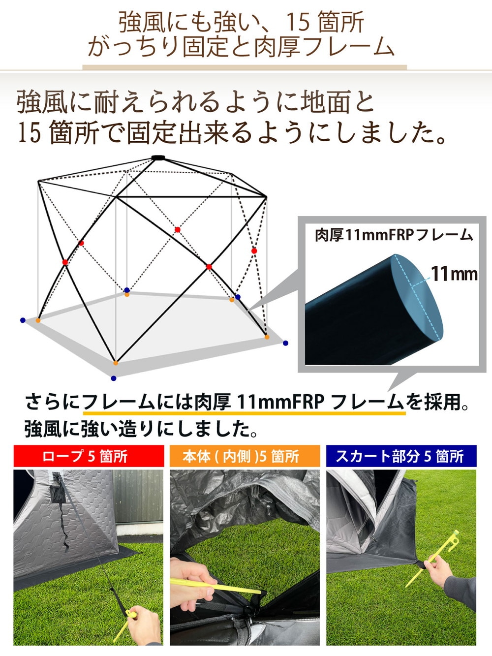 サウナテント 本体 大型 7人用 工具必要なし 五角形 テント サウナ 薪