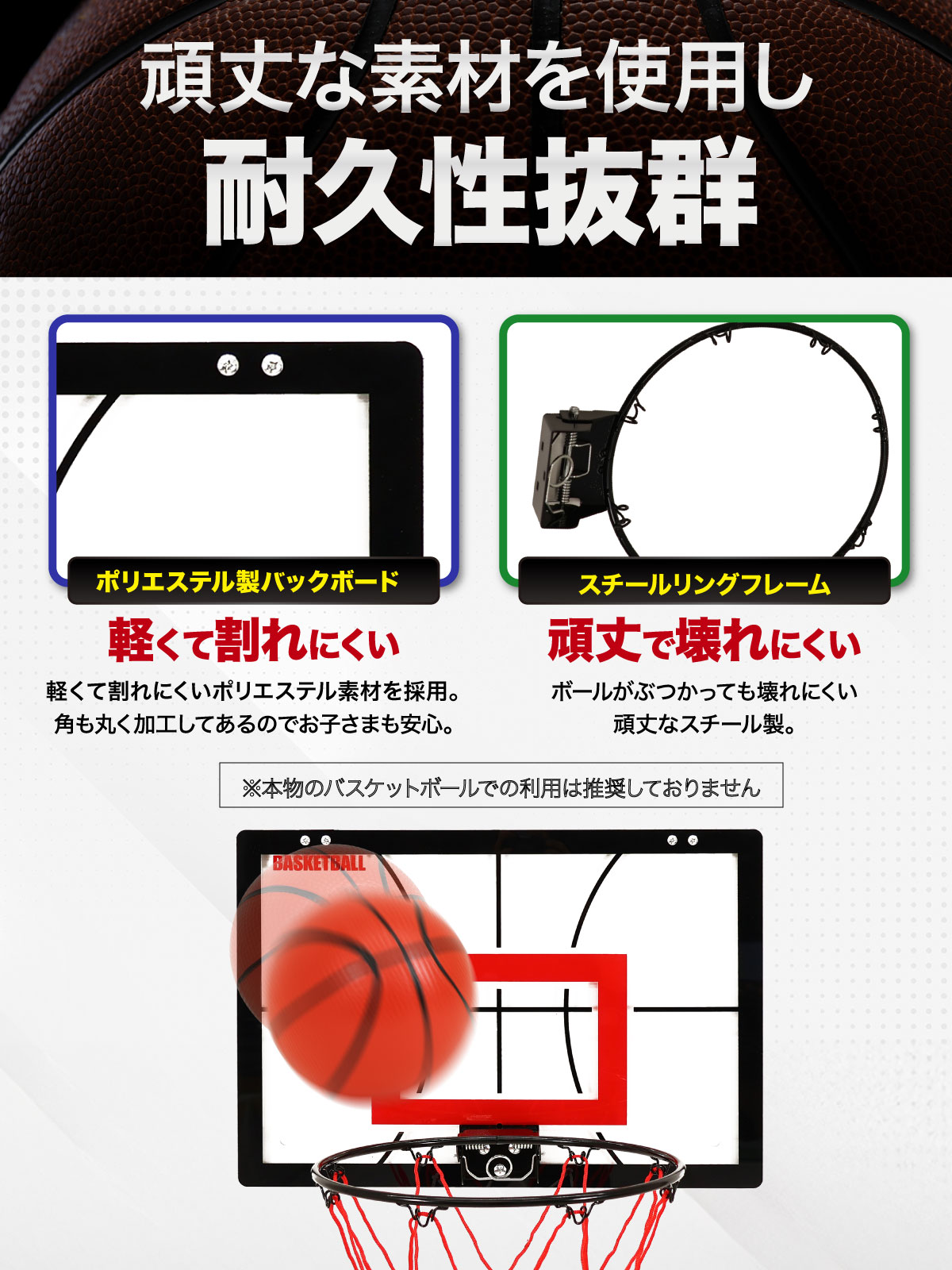 壁掛け バスケットゴール 大サイズ/36×52cm 室内 ドア掛け 家庭 子供