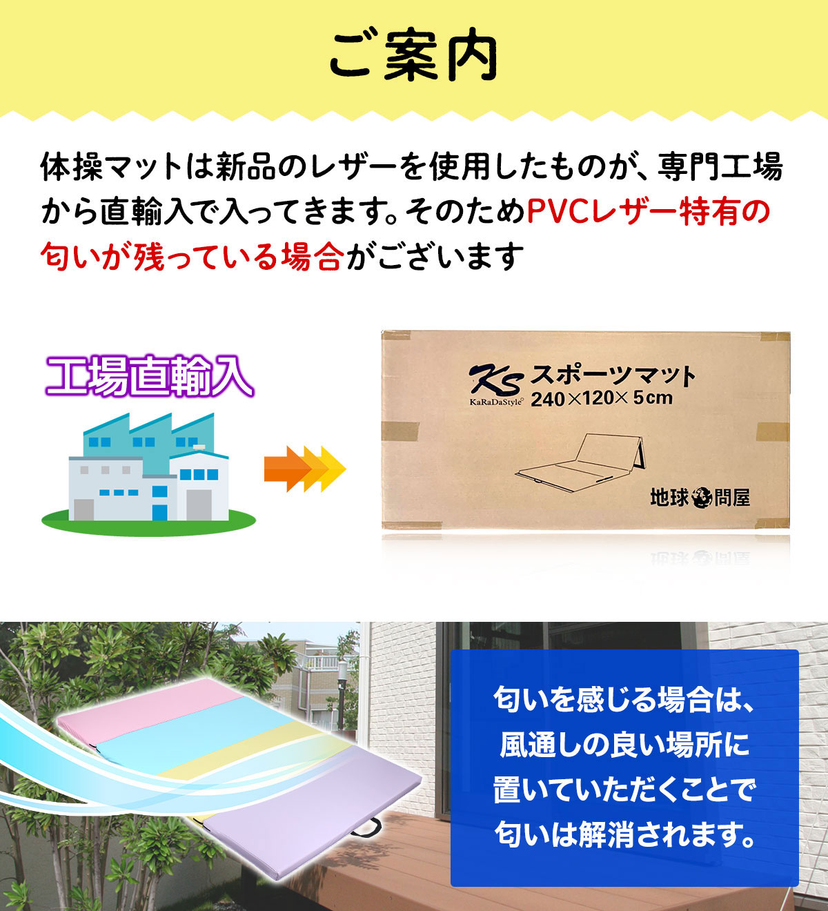 体操 マット 折りたたみ ストレッチマット エクササイズ トレーニング 鉄棒 跳び箱 リングフィット 運動 子供 プレイマット ヨガマット スポーツマット 防音 家庭用 大型 240×120×5cm (連結なしタイプ)