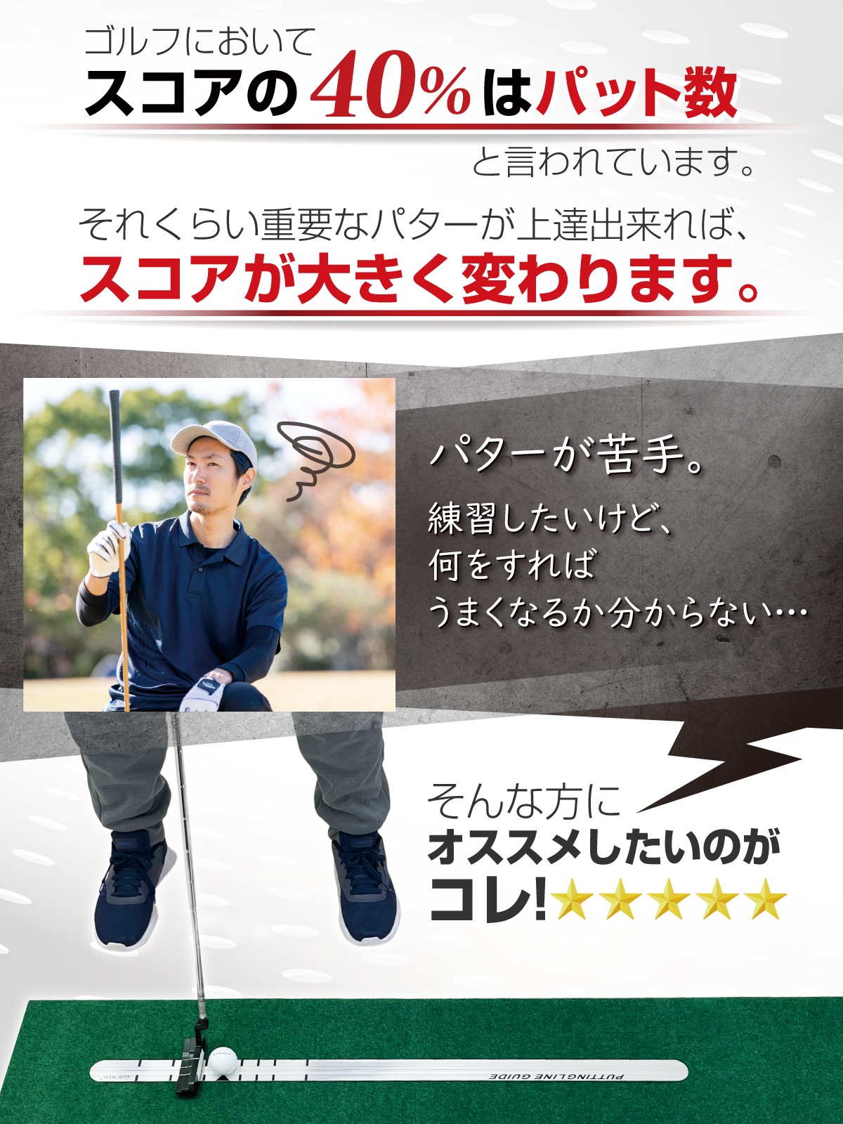 パター練習レール ゴルフ 練習 ゴルフ練習用品 パター ゴルフ練習器具 パッティング スタンス フォーム 室内 屋外 パターマット パターレール ゴルフ用品 golf 90cm 単品