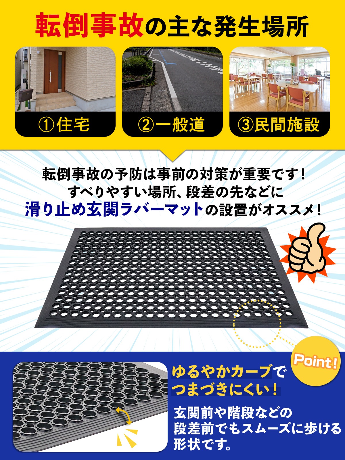 滑り止めマット 屋外 90×150cm 2枚セット 玄関 すべり止め 傾斜付き