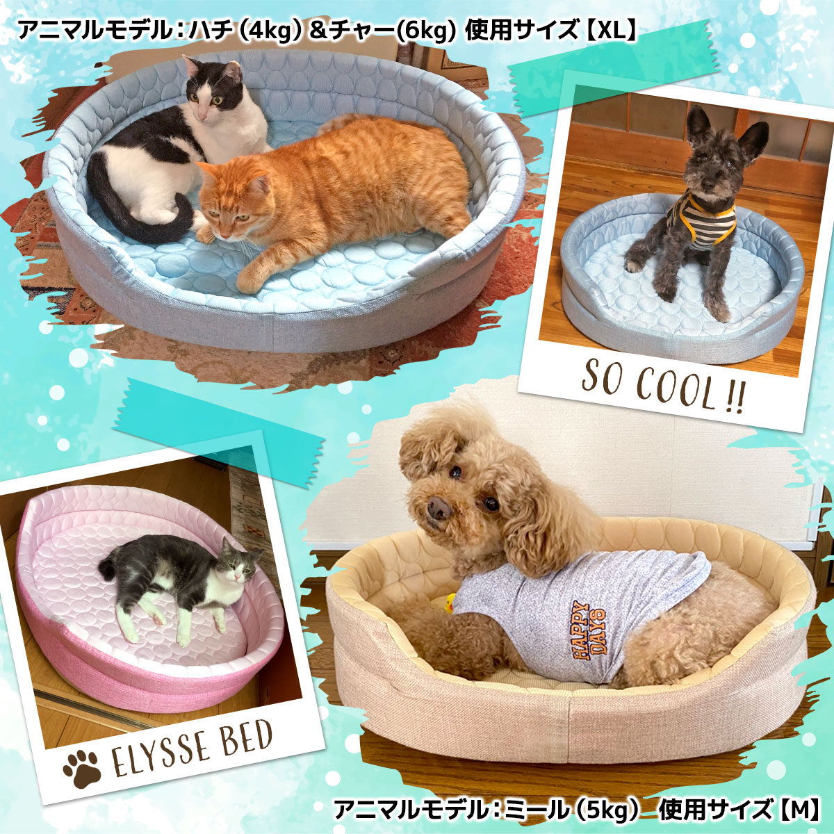 ペットベッド ひんやり 犬 猫 ベッド ペット マット 夏 犬用 カドラー ネコ 冷感 オシャレ ねこ エリッセ Mサイズ