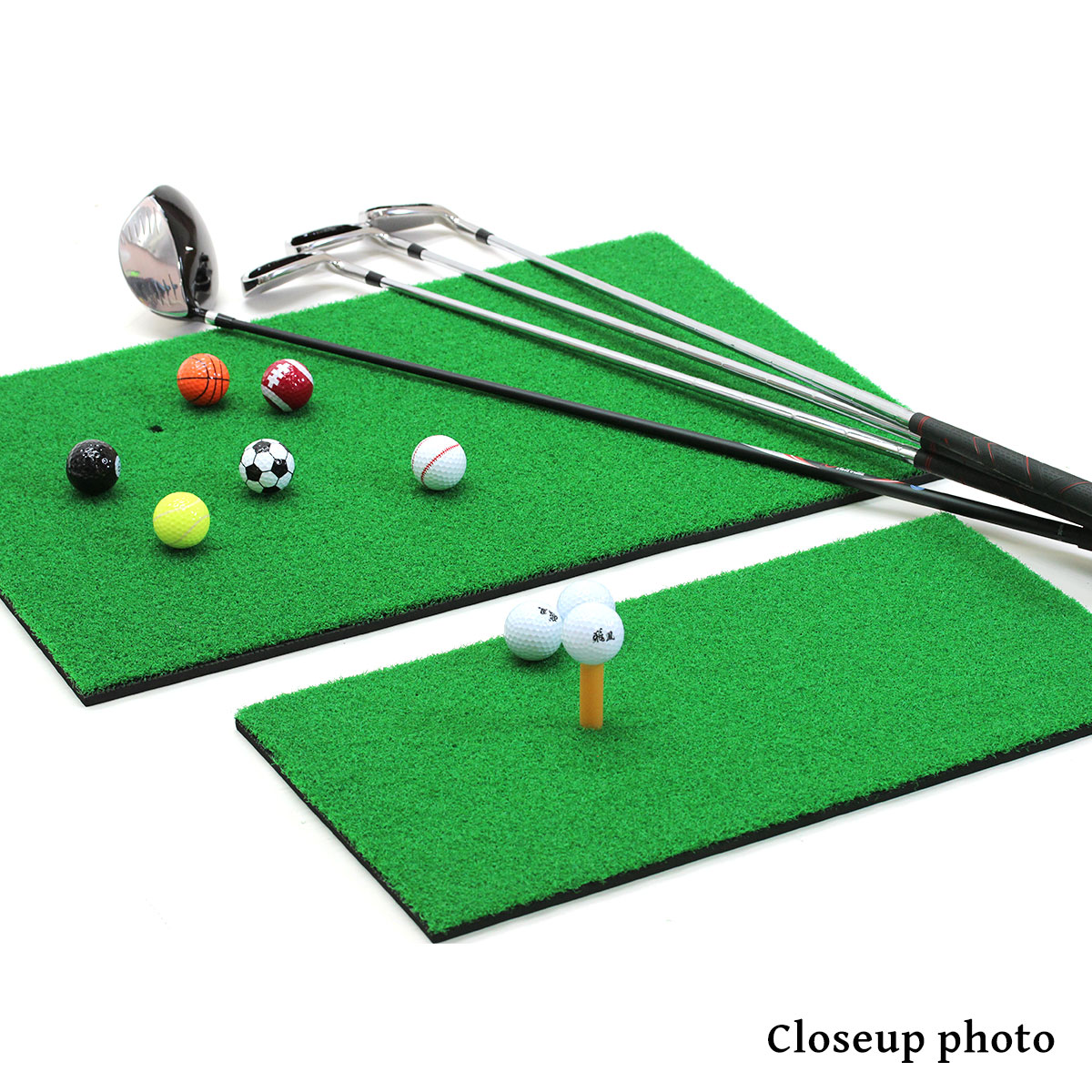 ゴルフマット ゴルフ 練習 マット 素振り スイング ドライバー アイアン パター 練習器具 室内 屋外 人工芝 SBR 30×60cm ゴルフティー ゴルフボール Eセット