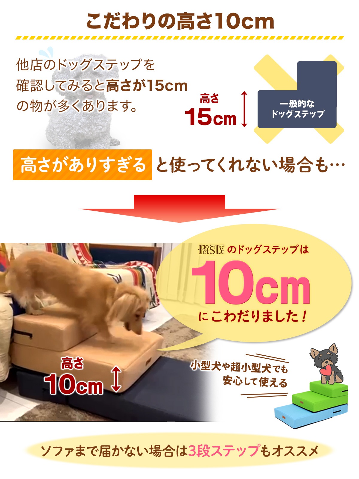 【ドッグトレーナー推奨】 ドッグステップ 犬 階段 ペット 犬用 ステップ 2段 通気性 おしゃれ 送料無料 メッシュ生地 硬めタイプ