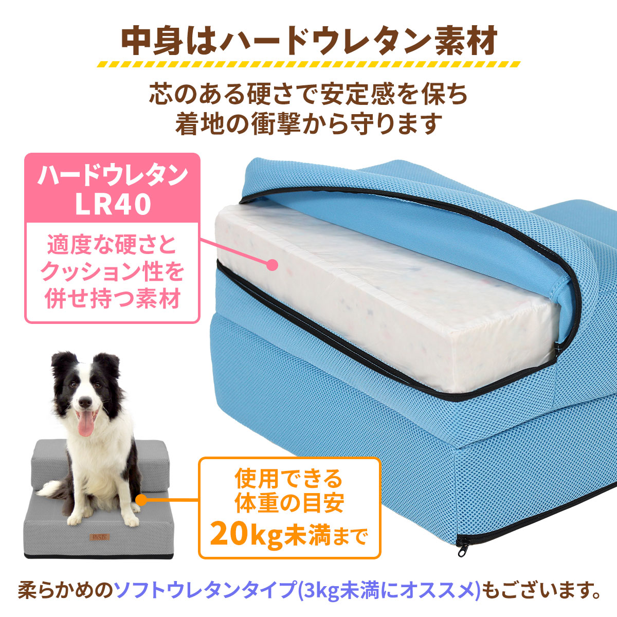 【ドッグトレーナー推奨】 ドッグステップ 犬 階段 ペット 犬用 ステップ 2段 通気性 おしゃれ 送料無料 メッシュ生地 硬めタイプ