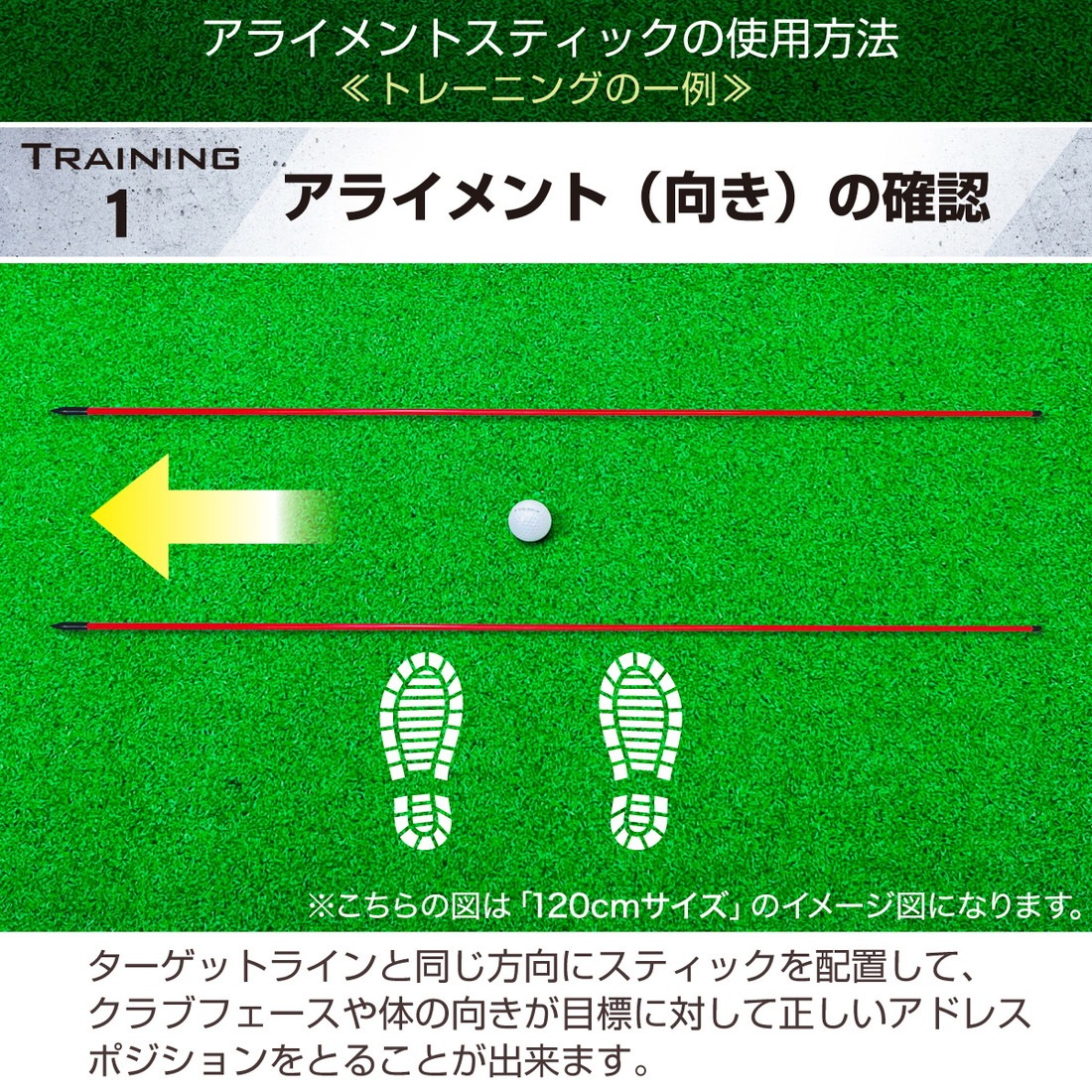 アライメントスティック ゴルフ 練習 ゴルフ練習用品 ターゲットライン ゴルフコンパス アドレスポジション セットアップ スイング 素振り ライ角 トレーニング キャップ golf 100cm ケース付き 2本セット