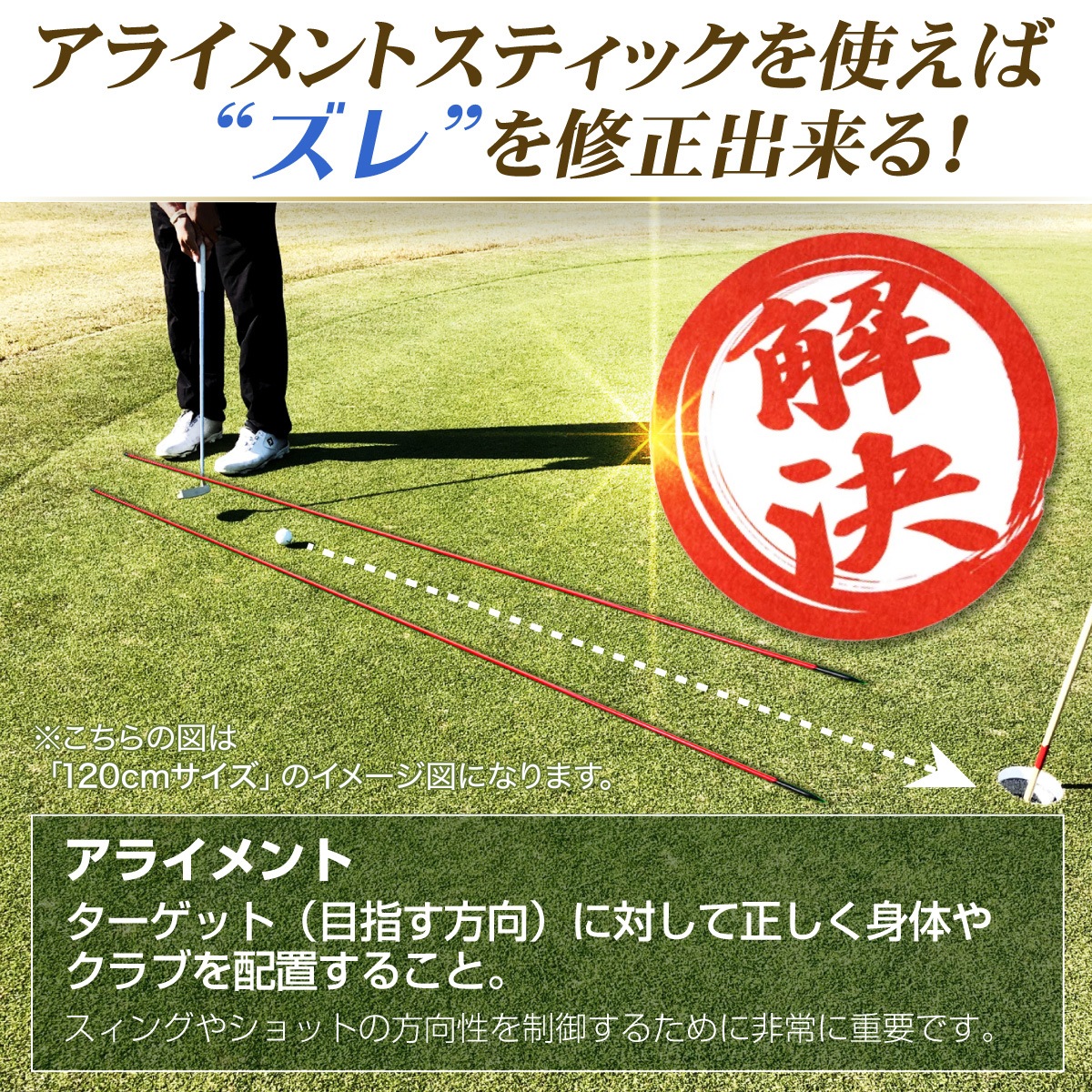 アライメントスティック ゴルフ 練習 ゴルフ練習用品 ターゲット