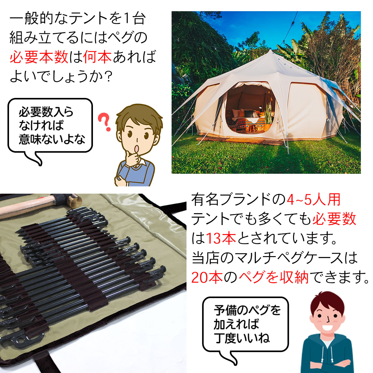 マルチペグケース 収納袋 ペグ 袋 ペグハンマー 収納 ケース バッグ キャンプ アウトドア M-STYLE