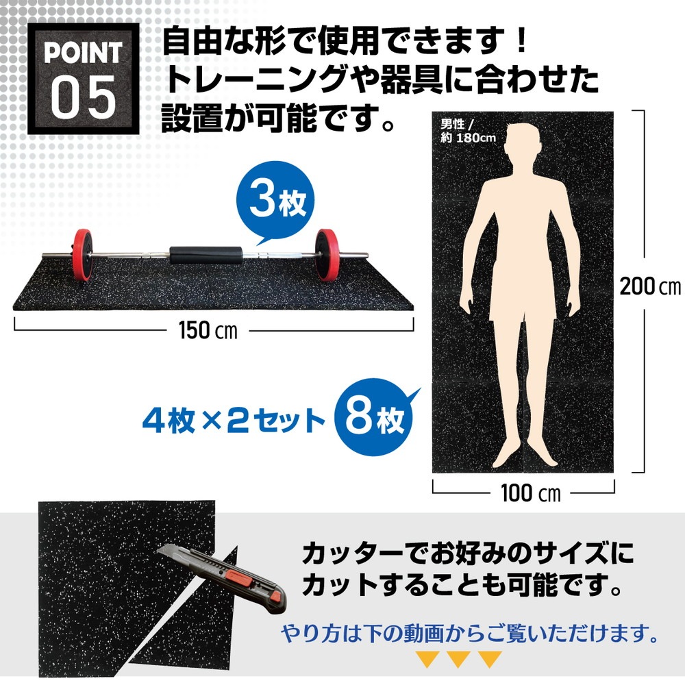 ゴム フロアマット ジムマット 20mm トレーニング マット 防音 防振