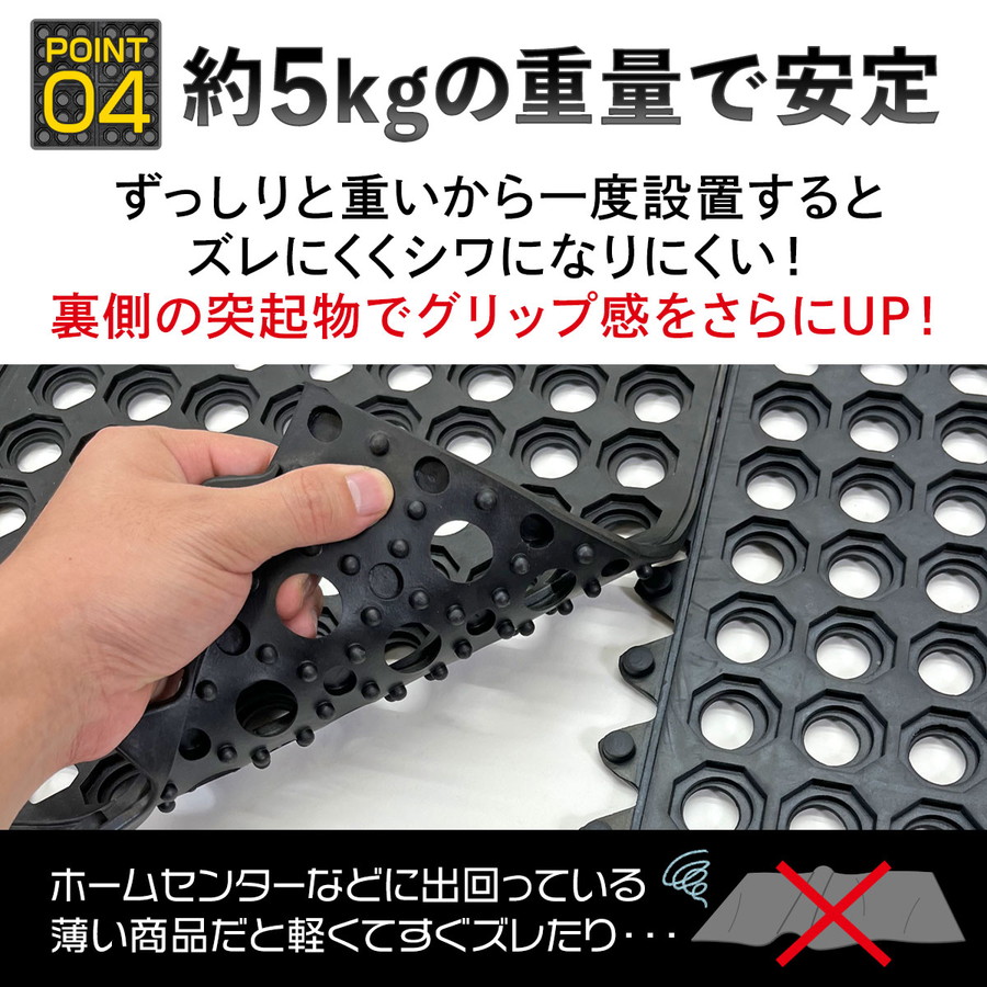 滑り止めマット 屋外 90×90cm 連結可能 すべり止め ラバーマット ゴム 