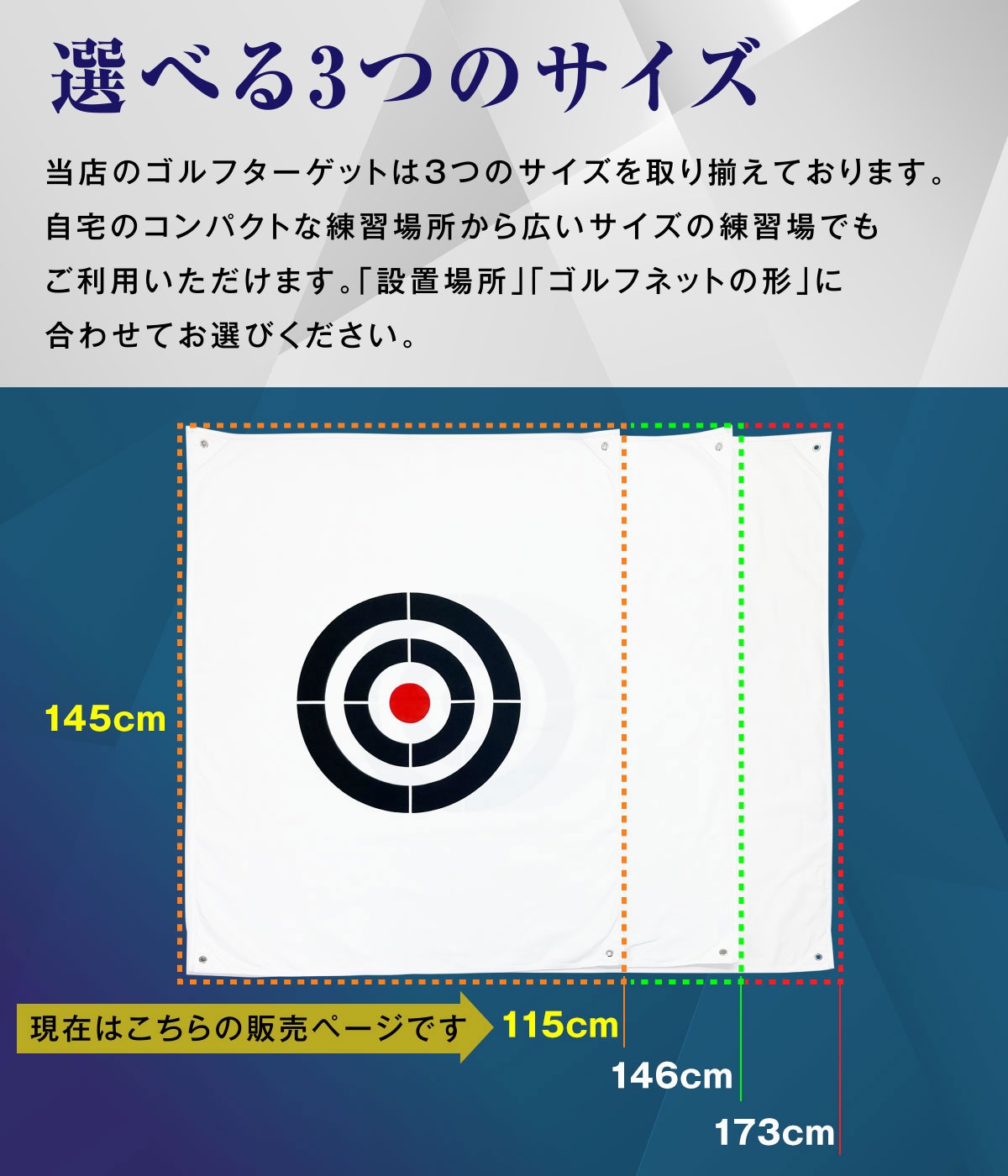 【訳あり】 ゴルフ ターゲット 1.15×1.45m ターゲットシート 標的 練習用 ライン 屋外 室内 簡単設置 スイング ショット 練習器具 自宅 庭 ガレージ 厚手 丈夫 帆布製 紐2本
