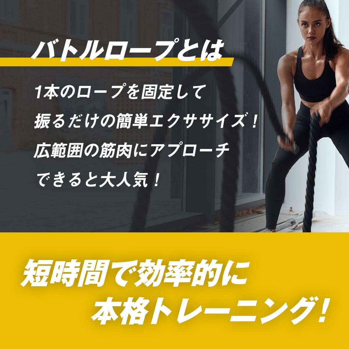 バトルロープ アンカーストラップ付 トレーニング ロープ 筋トレ