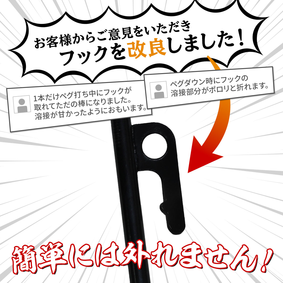 ペグ 30cm 強靭 スチールペグ キャンプ テント タープ 設営 レーザー溶接 伸線加工 防錆塗装 安全キャップ付き 12本セット