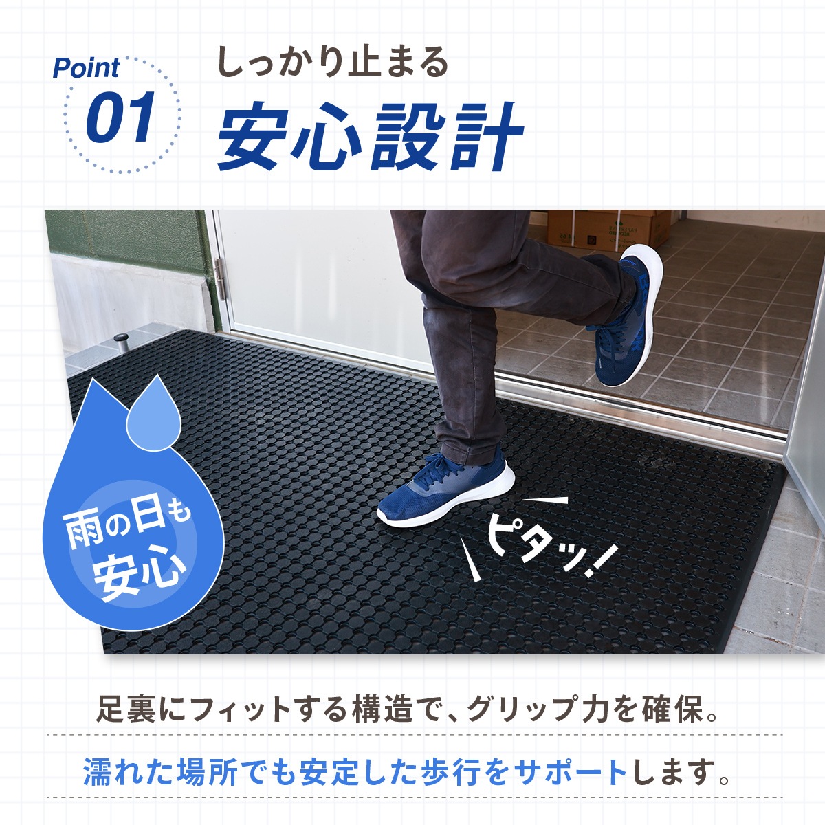 滑り止めマット 大型 ゴムマット 排水穴付き 業務用 10mm厚 屋内外対応 防滑 ラバー 玄関 厨房 ガレージ ベランダ 作業場 UTE MAT ブラック 1200×1830×10mm