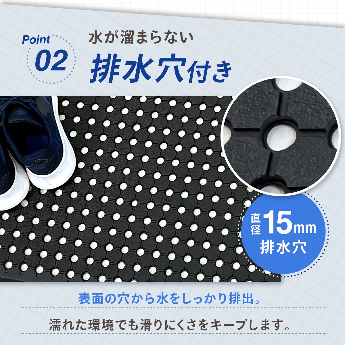 滑り止めマット 大型 ゴムマット 排水穴付き 業務用 10mm厚 屋内外対応 防滑 ラバー 玄関 厨房 ガレージ ベランダ 作業場 UTE MAT ブラック 1200×1830×10mm