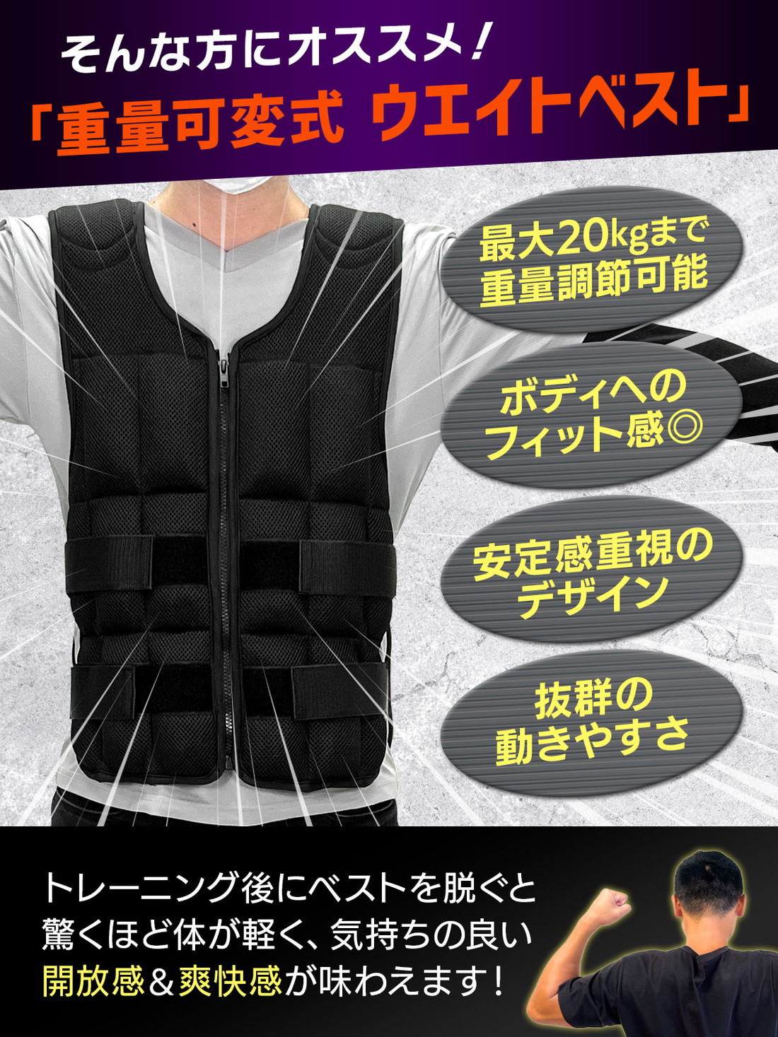 AIFY ウエイトベスト 20kg ウェイトベスト ジャケット ダンベル