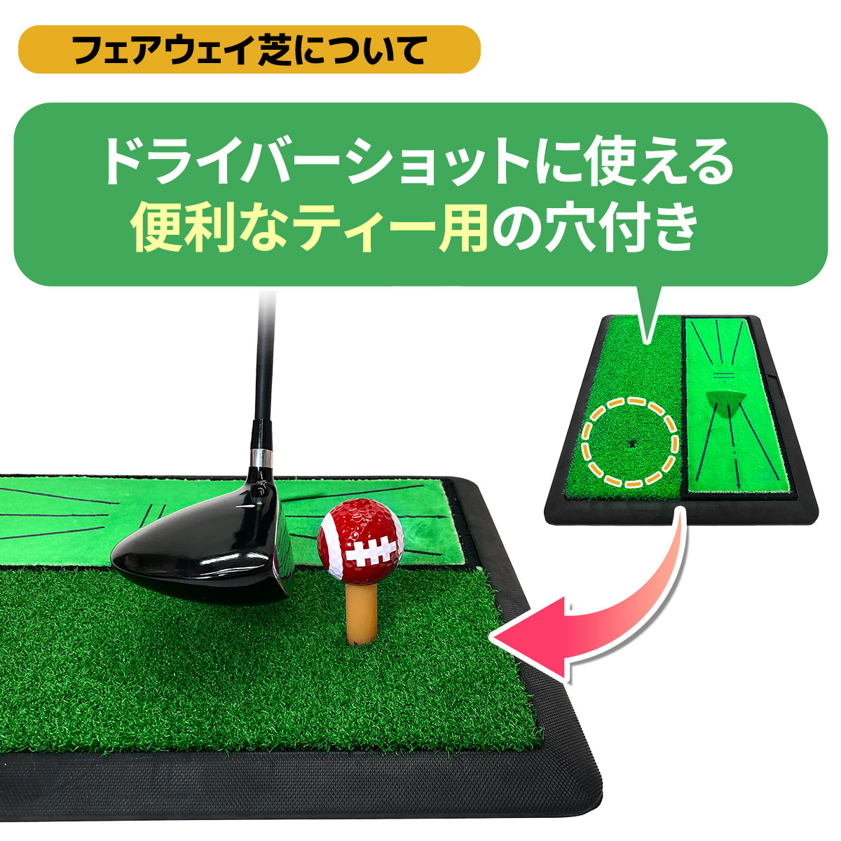 【父の日】 ゴルフセット ギフト プレゼント ゴルフ 練習 マット 34×44cm 人工芝 ターフ 確認 2WAY 素振り スイング 練習用 ボール ゴムティー
