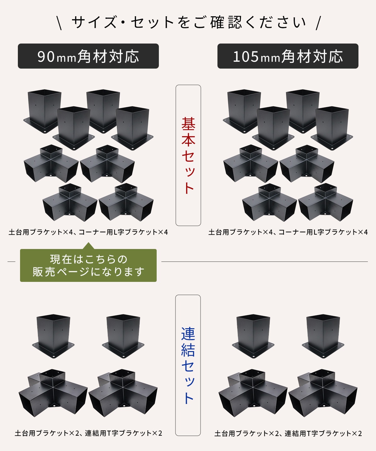 パーゴラ 組立キット 90mm角木材対応 基本セット 木材接続金具のみ