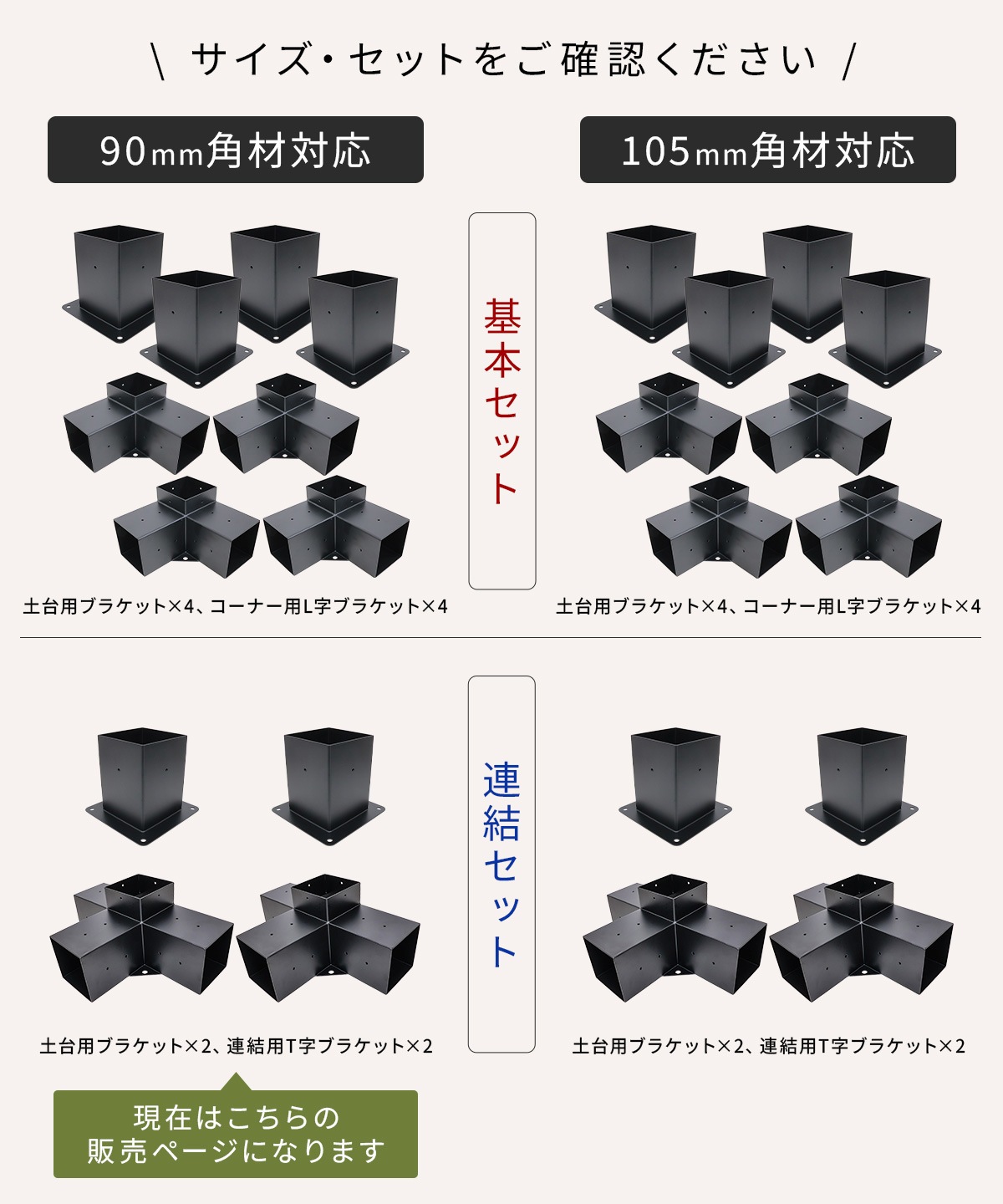 パーゴラ 組立キット 90mm角木材対応 連結セット 木材接続金具のみ 木材コネクター ジョイント 支柱固定金具 DIY ポストベース T字ブラケット サンシェード取付穴付き マットブラック