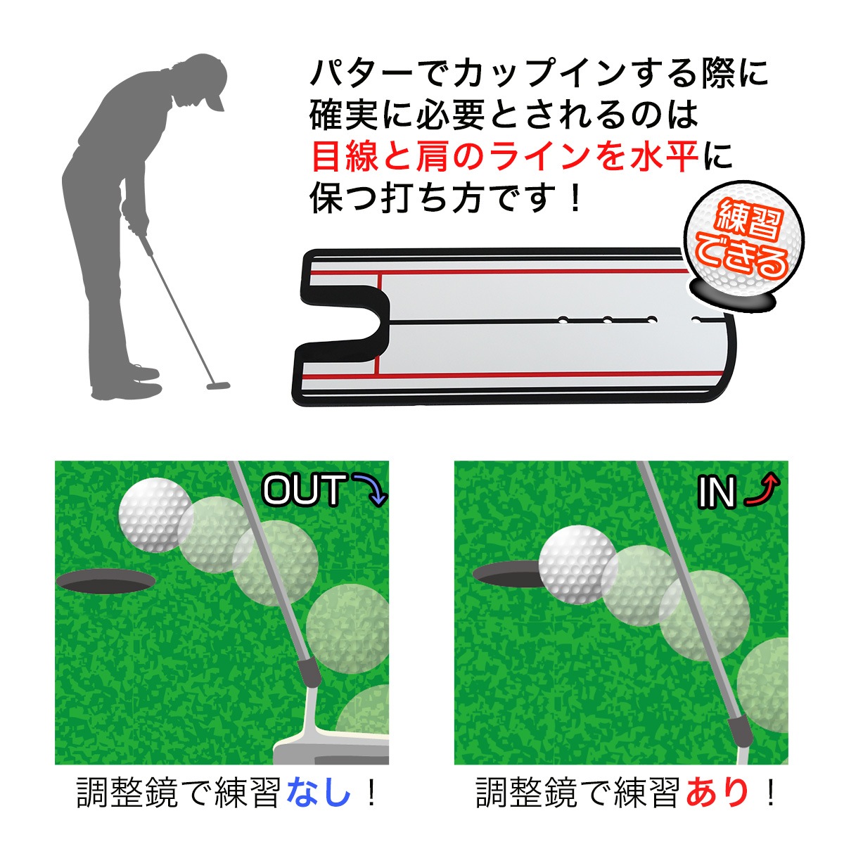 パッティングミラー ゴルフ パター 練習 鏡 パター矯正 | ゴルフ,練習