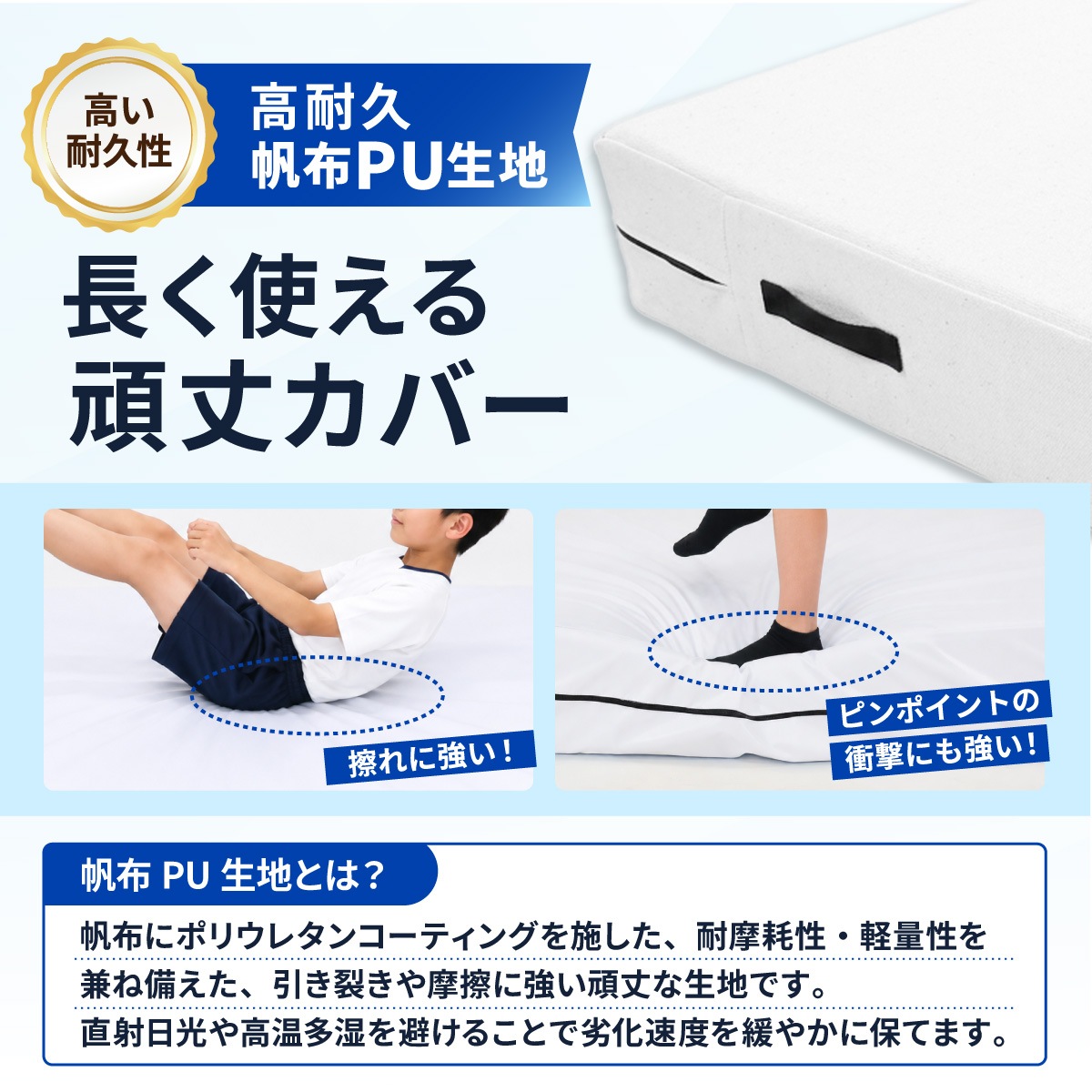 エバーマット 体操マット 極厚 帆布 カバー 高耐久 トレーニング 運動マット ボルダリング 跳び箱 学校 幼稚園 保育園 施設用 体育 送料無料 Lサイズ 200×150×20cm