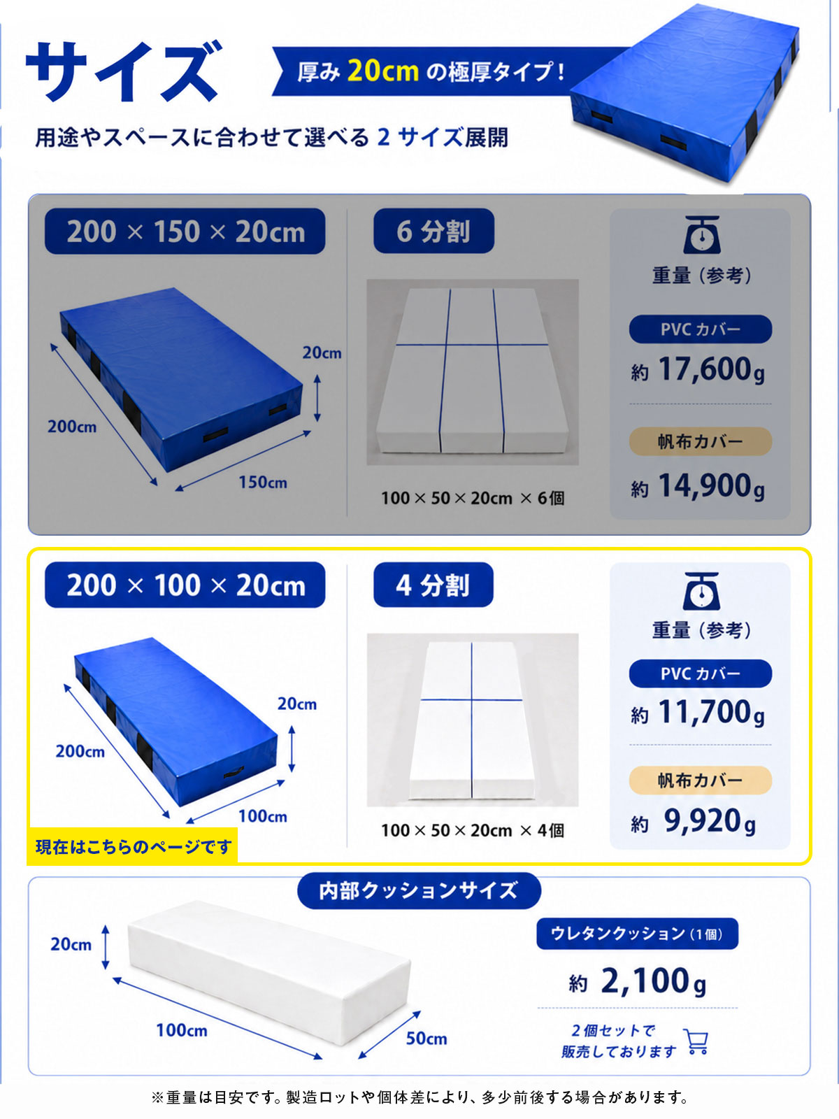 エバーマット 体操マット 極厚 帆布 カバー 高耐久 トレーニング 運動マット ボルダリング 跳び箱 学校 幼稚園 保育園 施設用 体育 送料無料 Mサイズ 200×100×20cm