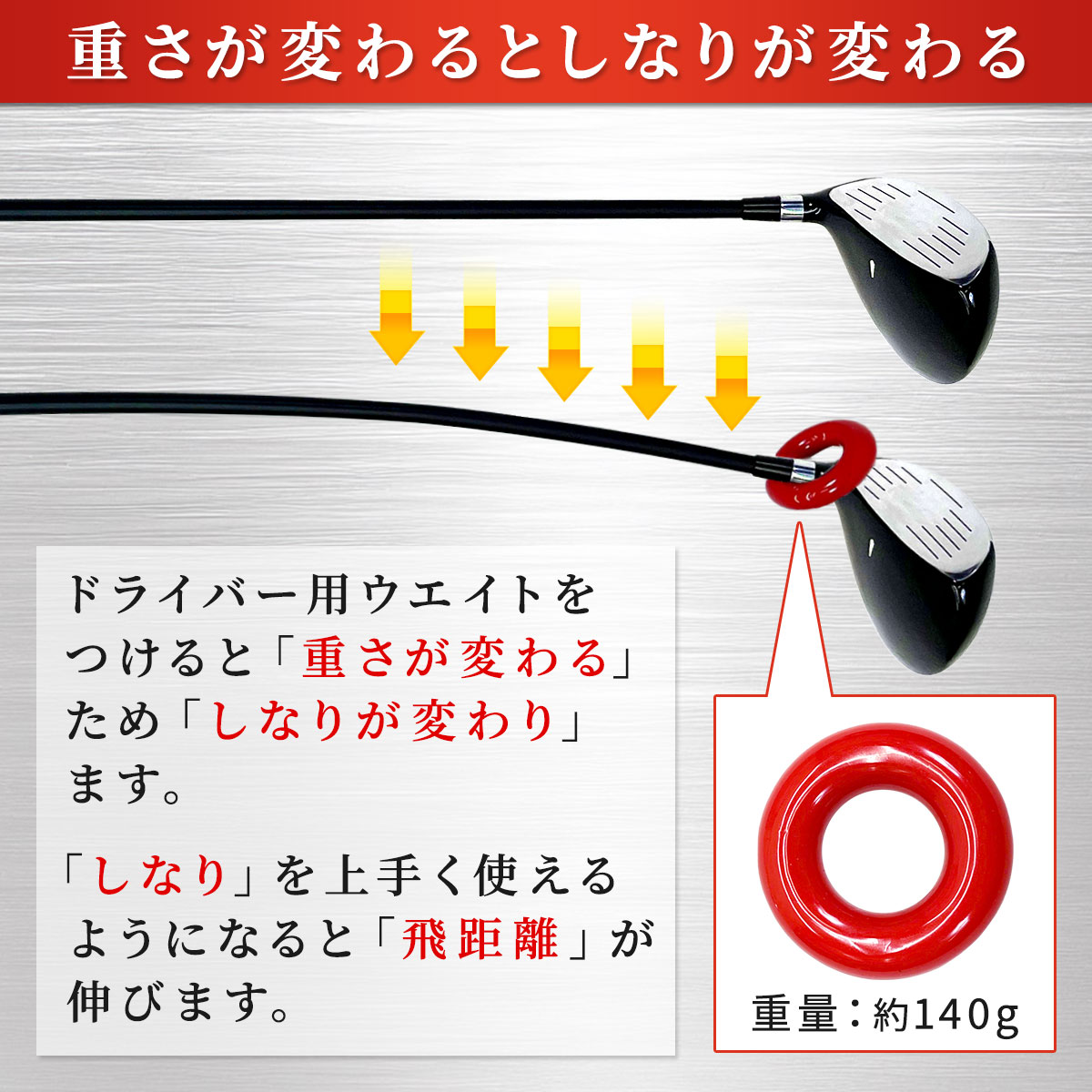 ゴルフ ウエイトリング ウエイトアップ 鉛 重り 140g ゴム 加重リング 素振り ストレッチ ウォームアップ ドライバー クラブ スイング練習用具 ゴルフ練習用具 単品