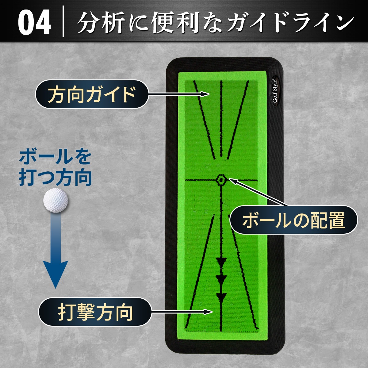 ディボットプロマット ゴルフマット ゴルフ 練習 マット 跡がつく ターフ跡が確認できる 素振り スイング ショットマット アプローチ アイアン 練習用 ダフり チェック ゴムマット 20×47cm 単品