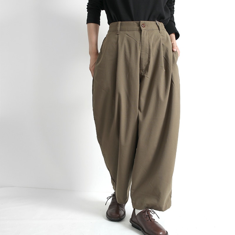HARVESTY｜ワイドエッグ ロングパンツ OLIVE | 趣佳[syuca.jp