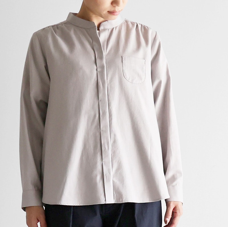 HUIS｜フランス綾シャツブラウス ライトグレー | 趣佳[syuca.jp  