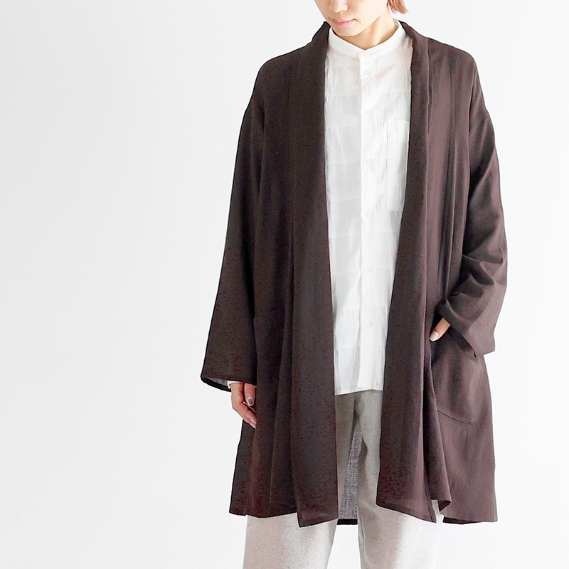 HUIS｜ウォッシャブルウールロングカーディガン ダークモカ【ユニ  