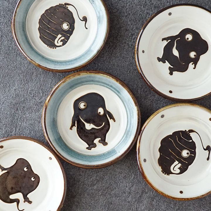 矢島操作 絵変わり六種 『遠き街プレート』手描き平皿 矢島操作 絵