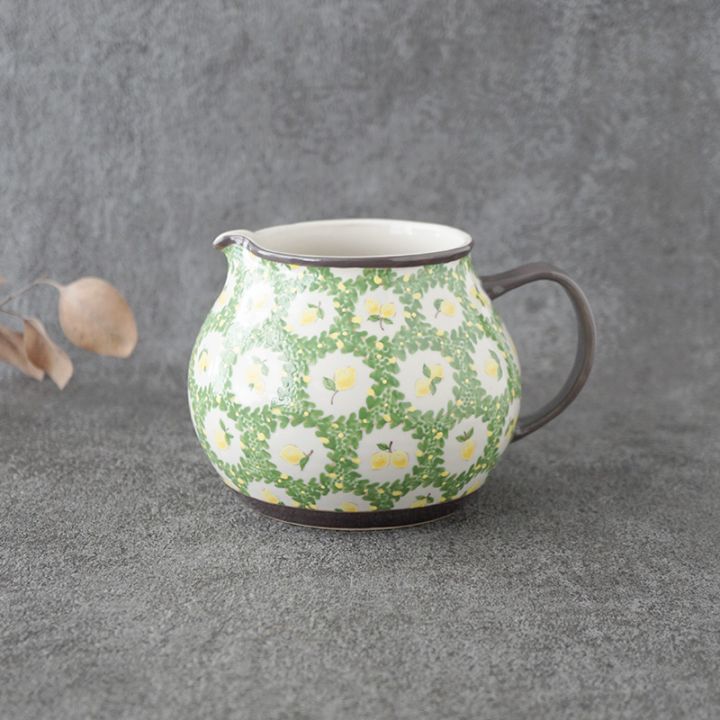 リトアニア？ ビンテージ いっちん描き 鳥花文 ピッチャー 花入 スリップウェア 阿部慎太朗｜ピッチャー 檸檬/リバティ | 趣佳[syuca.jp] オンライン