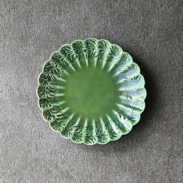 岳中爽果｜輪花型皿 中 葉 彫絵 織部 | 趣佳[syuca.jp] オンライン