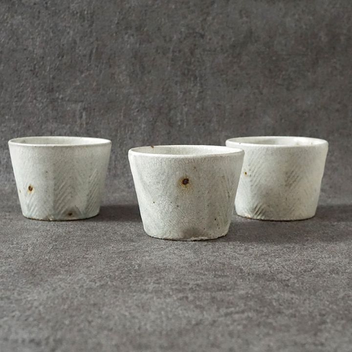 池田大介｜ヘリンボーンヒビ粉引 そばちょこ | 趣佳[syuca.jp