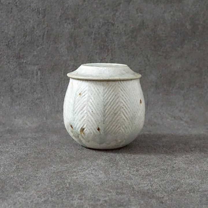 池田大介｜へリンボーンヒビ粉引 塩壺 大 | 趣佳[syuca.jp] オンライン
