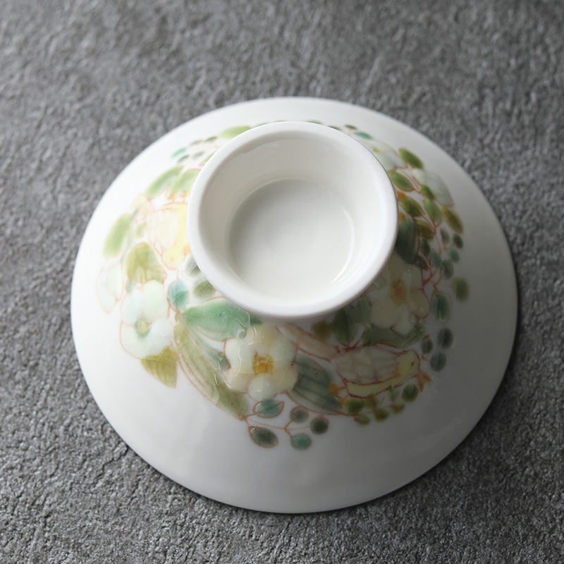 上絵付け 鳥×草木実花 岳中爽果｜平杯 「草木花実・上絵」 岳中爽果　リム皿 透明 趣佳[syuca.jp | 食器