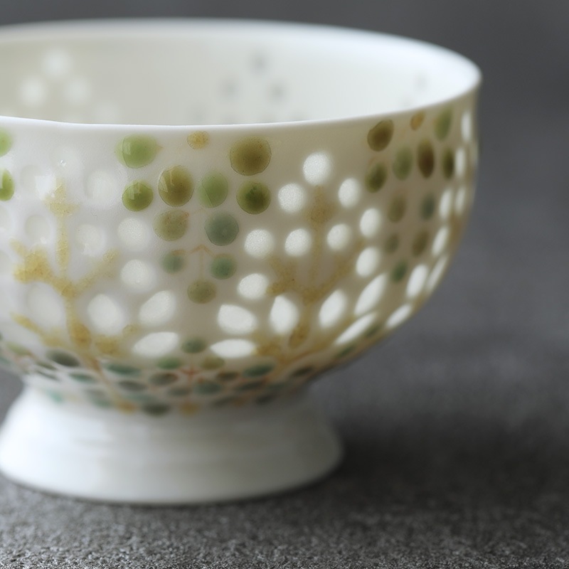 岳中爽果｜酒碗 草木実 蛍手×上絵 透明 | 趣佳[syuca.jp] オンライン