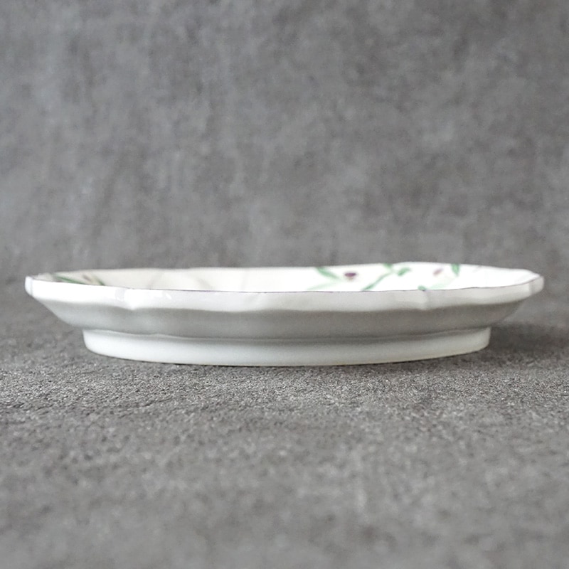 阿部慎太朗｜花形細リム皿5寸 オリーブ/チェック | 趣佳[syuca.jp