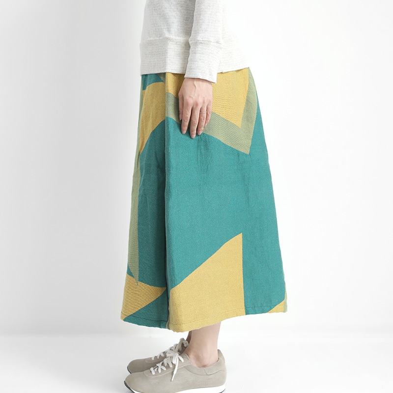 tamaki niime(玉木新雌)ポワンスカート 好配色ウール×コットン秋冬