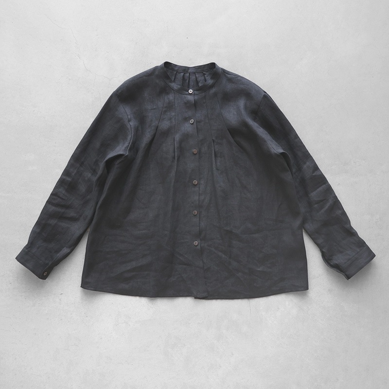 HUIS｜シャトルリネンタックブラウス ブラック | 趣佳[syuca.jp