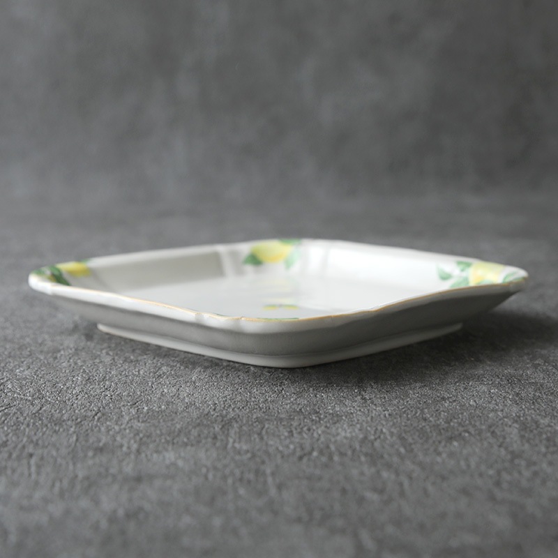 阿部慎太朗｜花形細リム皿スクエア5寸角 檸檬 | 趣佳[syuca.jp