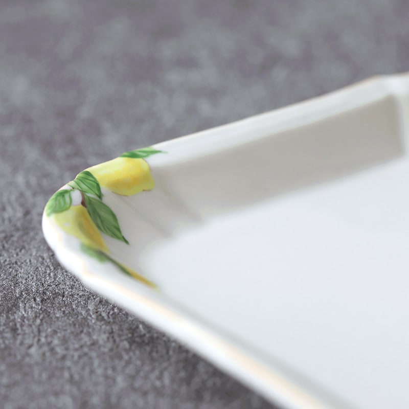 阿部慎太朗｜花形細リム皿スクエア5寸角 檸檬 | 趣佳[syuca.jp